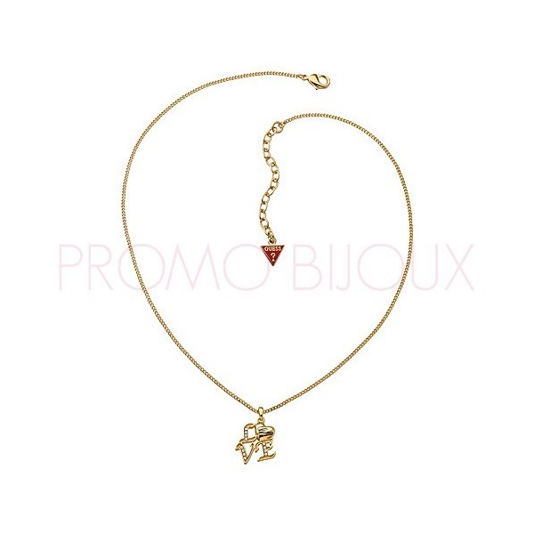 Collier Guess Métal Doré Love Avec Strass Blancs