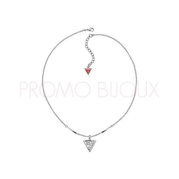 Collier Guess métal argenté pendentif triangle ajouré- UBN71317 - Promo Bijoux Pas Cher