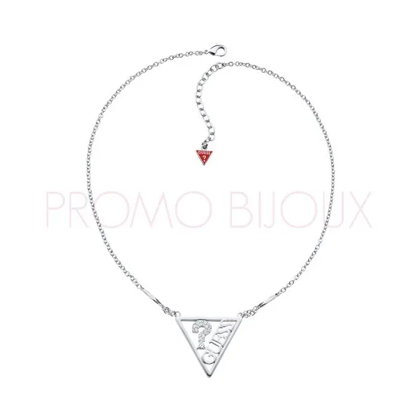 Collier Guess métal argenté pendentif triangle - Grand Modèle - UBN71325 - Promo Bijoux Pas Cher