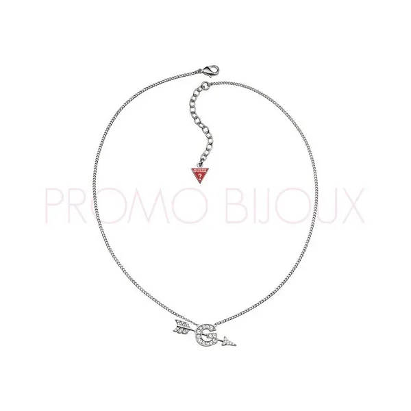 Collier Guess métal argenté avec Flèche dans G strass blancs - UBN91310 - Promo Bijoux Pas Cher