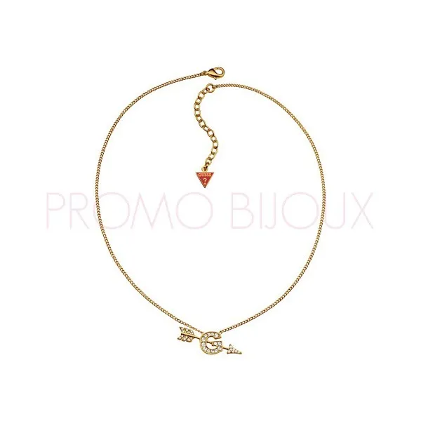 Collier Guess métal argenté avec Flèche dans G strass blancs - UBN91310 - Promo Bijoux Pas Cher