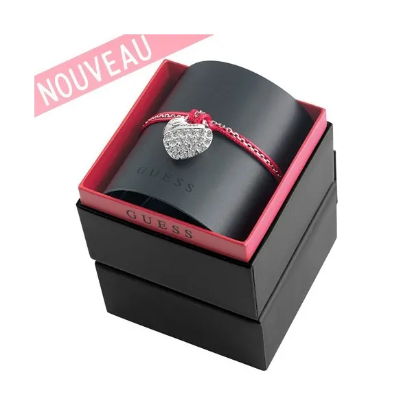 Coffret Bracelet rouge Guess - Coffret Guess coeur Argenté - UBS51404 - Promo Bijoux Pas Cher