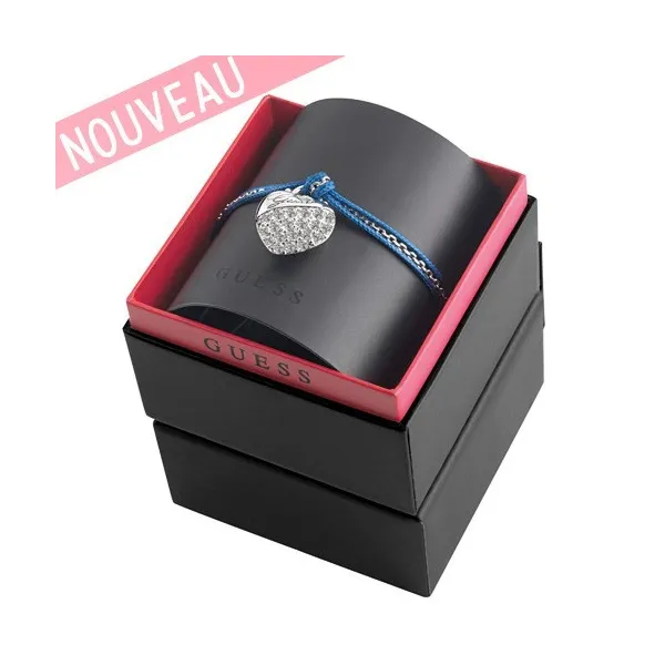 Coffret Bracelet bleu Guess - Coffret Guess coeur Argenté - UBS51405 - Promo Bijoux Pas Cher