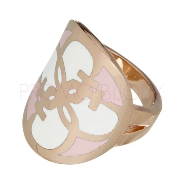 Bague Guess Métal doré rose émail blanc