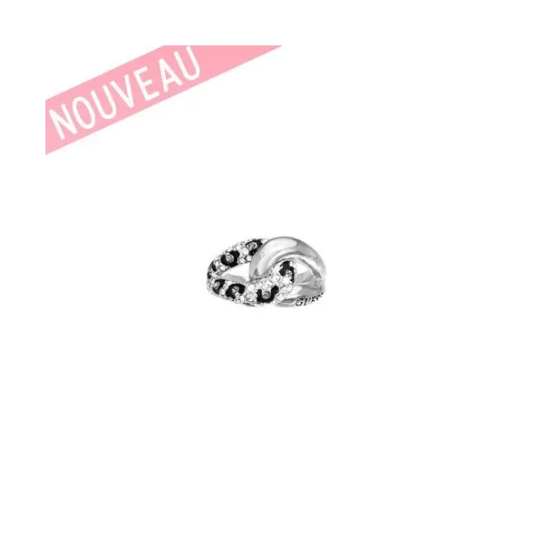 Bague Guess métal argenté rhodié maillon - UBR51421 - Promo Bijoux Pas Cher