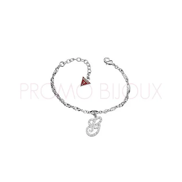 Bracelet Guess en métal argenté rhodié lettre G - UBB 11421 - Promo Bijoux Pas Cher