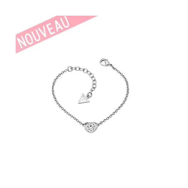 Bracelet Guess mini-cœur en métal argenté rhodié - UBB 51419 - Promo Bijoux Pas Cher