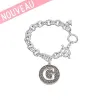 Bracelet Guess en métal rhodié Logo G pavé strass noirs GM - UBB 51425 - Promo Bijoux Pas Cher