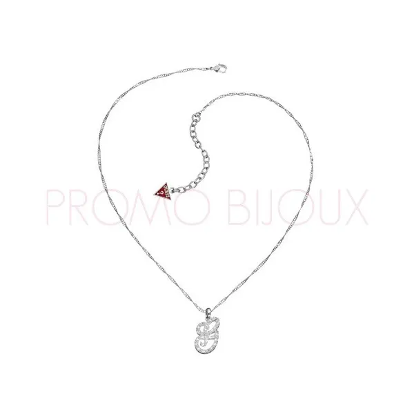 Collier Guess lettre G petit modèle en métal argenté rhodié - UBN 11413 - Promo Bijoux Pas Cher