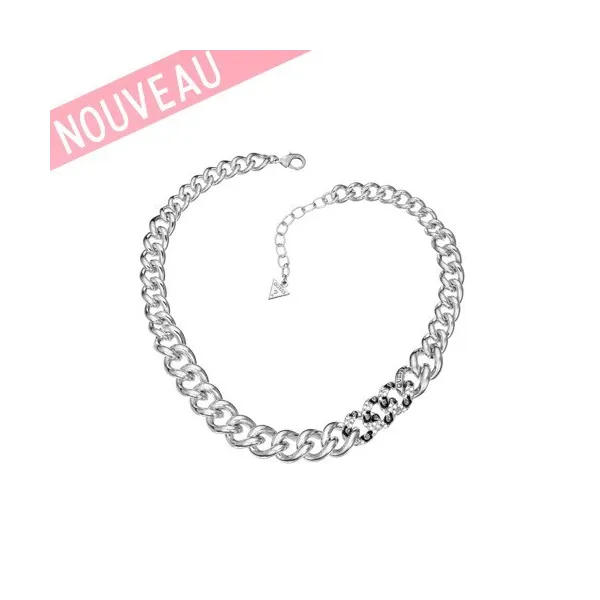 Collier Guess - Pendentif Cœur En Métal Argenté Sur Cordon Noir, Occasion