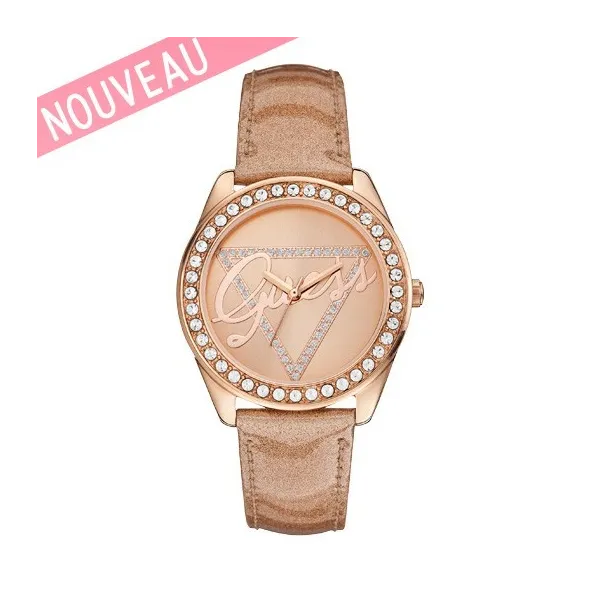 Montre Guess femme, bracelet champagne pailleté nouveauté 2014 - W0023L4 | Promo Bijoux Pas Cher |
