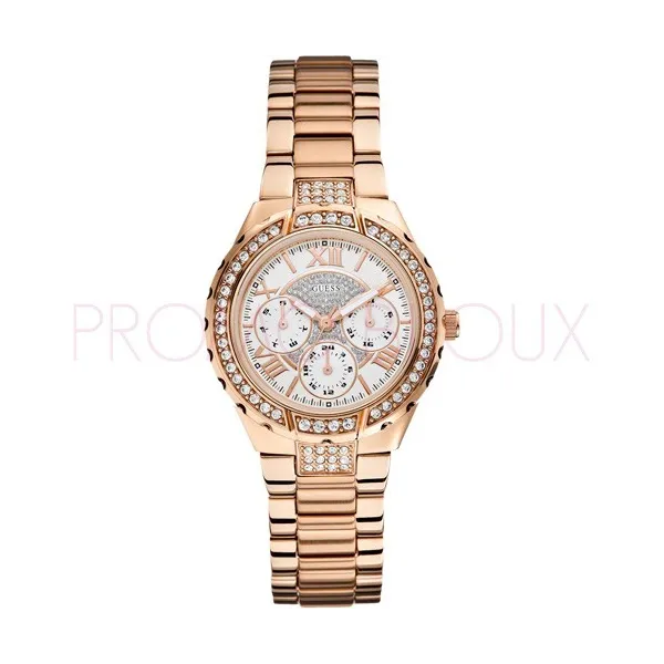 Montre Guess Femme - Viva - Montre Métal Doré Rosé avec Cristaux - W0111L3 | Promo Bijoux Pas Cher |