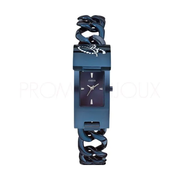 Montre Guess Femme avec rabat acier plaque IP Bleu - Logo Guess - W0321L4 | Promo Bijoux Pas Cher |