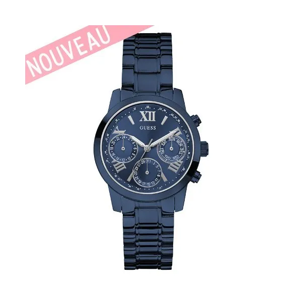 Montre Guess acier brillant PVD bleu pour Femme - W0448L5 | Promo Bijoux Pas Cher |