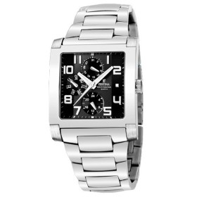Montre Festina Homme-boitier acier gris-fond bleu -bracelet acier gris