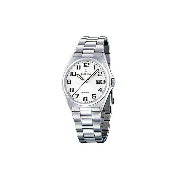 Montre Festina Homme chrono, acier gris, fond blanc et noir Promo Bijoux Pas Cher f16374-9