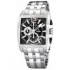 Montre Festina Homme chrono, acier gris, fond noir et argent Promo Bijoux Pas Cher f16393-3