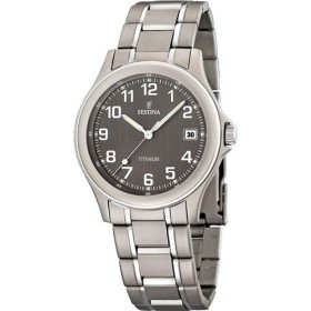 Montre Festina Homme-boitier acier gris-fond noir et argent-bracelet acier gris