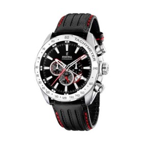 Montre Festina Homme-boitier acier gris-fond noir-bracelet cuir noir