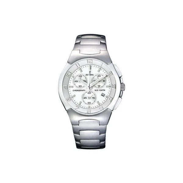 Montre Festina Homme chrono, acier gris, fond argent Promo Bijoux Pas Cher f6698-1