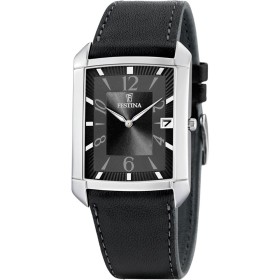 Montre Festina Homme-boitier acier gris-fond noir -bracelet cuir noir