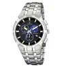 Montre Festina Homme chrono, acier gris, fond noir et bleu Promo Bijoux Pas Cher f6812-3