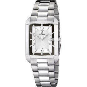 Montre Festina Homme-boitier acier gris-fond argent et noir -bracelet acier gris