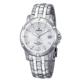 Montre Festina Homme-boitier acier gris-fond argent -bracelet acier gris