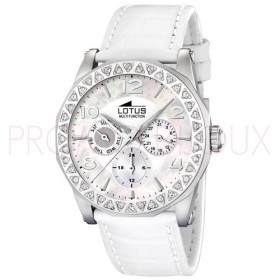 Montre Lotus Femme - Cuir Noir & Strass