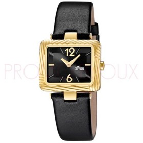 Montre Lotus Femme - Cuir Noir - Boitier Dor_