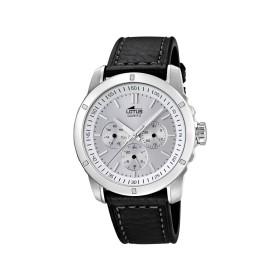 Montre Lotus Homme boitier acier gris et bracelet cuir noir
