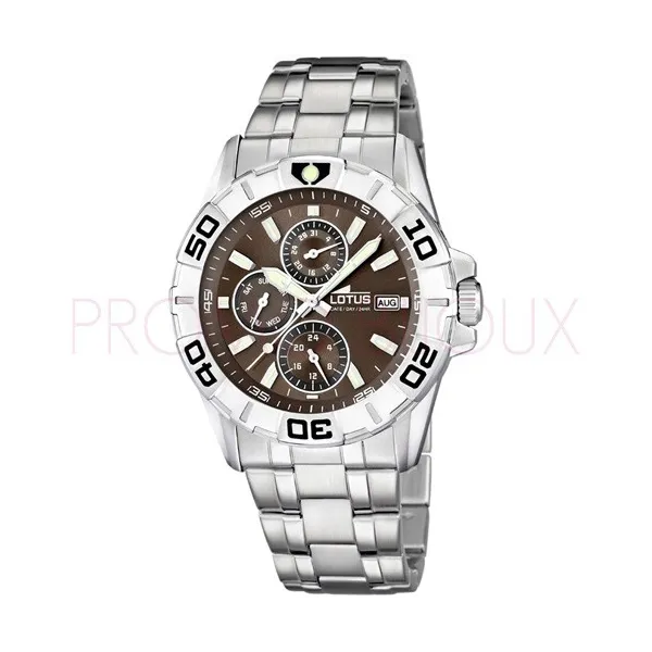 Montre Lotus Homme en Acier Gris Fond Cadran Marron - Nouveauté