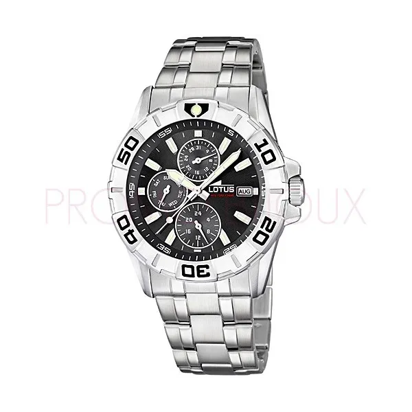 Montre Lotus Homme en Acier Gris Fond Cadran Noir - Nouveauté