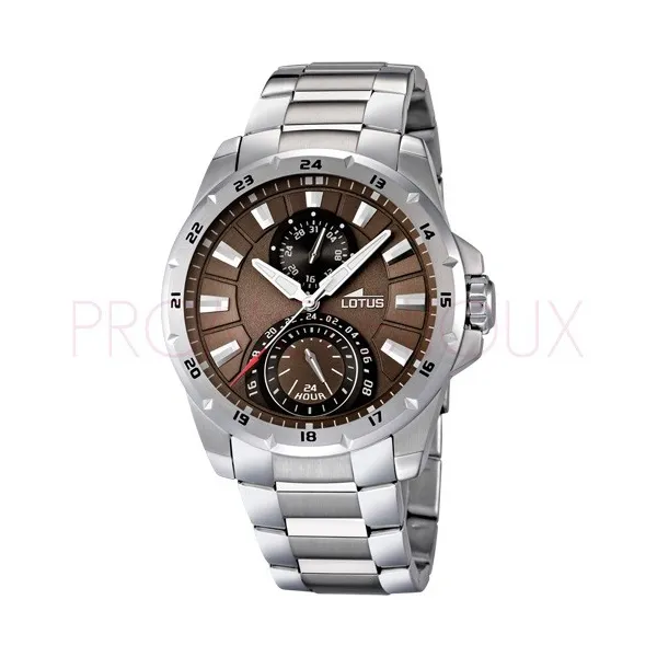 Montre Lotus Homme en Acier Gris Fond Cadran Marron - Nouveauté
