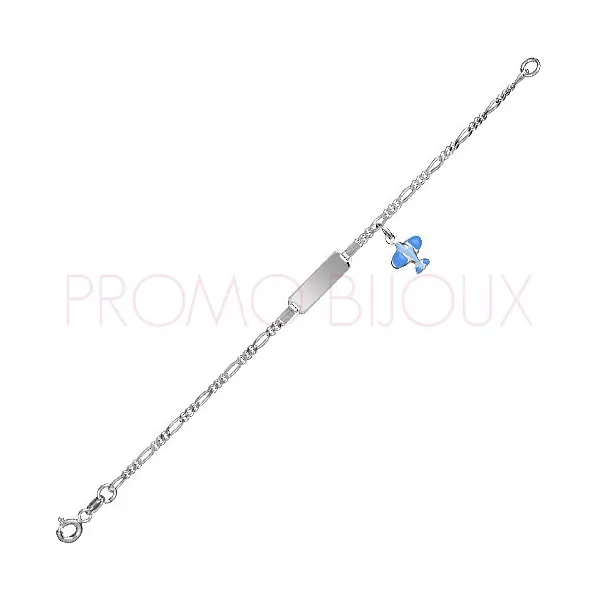 Gourmettes Argent Avion pour Enfant - Cadeau de Baptême -00333 || Promo bijoux Pas Cher ||