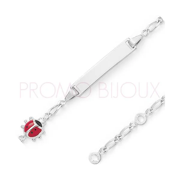 Gourmettes Argent Enfant avec Coccinelle - Cadeau de Baptême - 2072049-11 | Promo bijoux Pas Cher ||