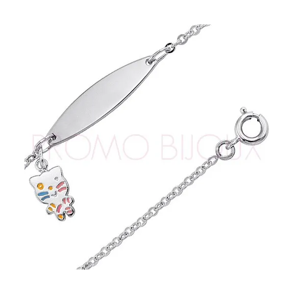 Gourmettes Argent Enfant avec Petit Chat Cadeau de Baptême - 7009497-11 | Promo bijoux Pas Cher |