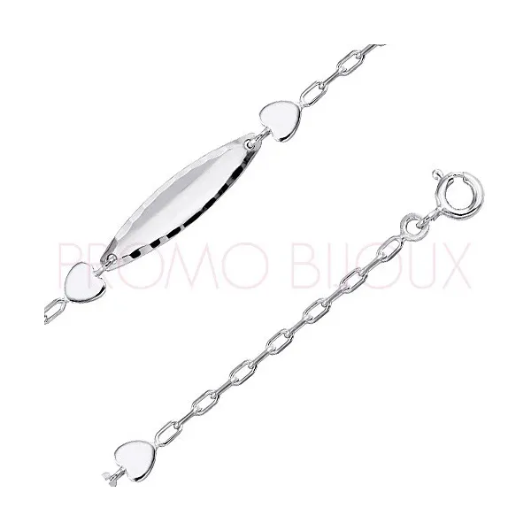 Gourmettes Argent Enfant - petits coeurs - Cadeau de Baptême - 7012068-11 | Promo bijoux Pas Cher ||