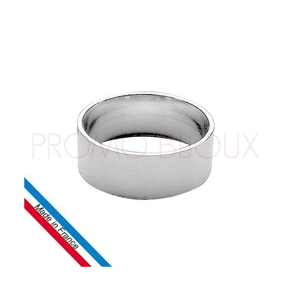 Alliance Ruban Argent Rhodié Mixte - Largeur 8 Mm