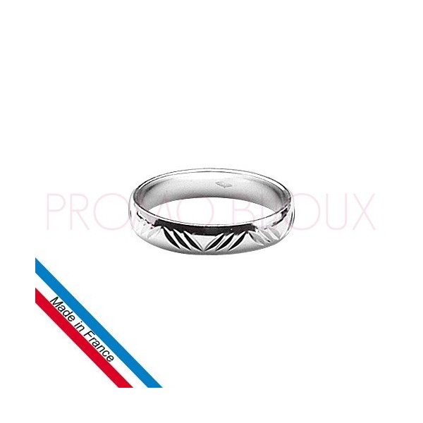 Alliance en Argent Rhodié Diamantée Pour Homme - Largeur 4 Mm