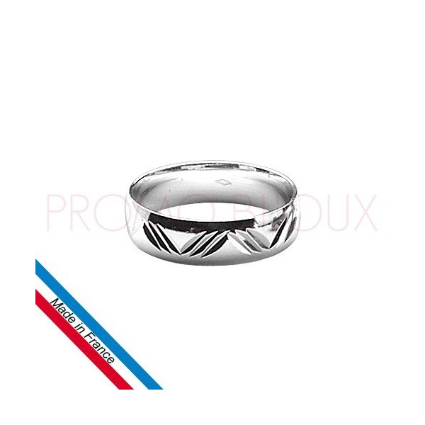 Alliance en Argent Rhodié Diamantée Pour Homme - Largeur 6 Mm