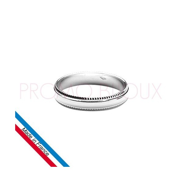 Alliance en Argent pour Homme - Bords Diamantées - Largeur 4 MM