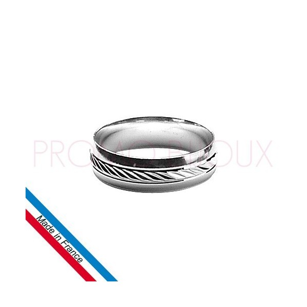 Alliance en Argent Homme - Rhodié Diamantée - Largeur 6 Mm