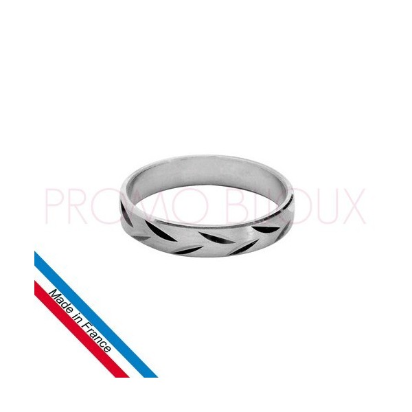 Alliance en Argent - Rhodié Diamantée - Largeur 4 Mm