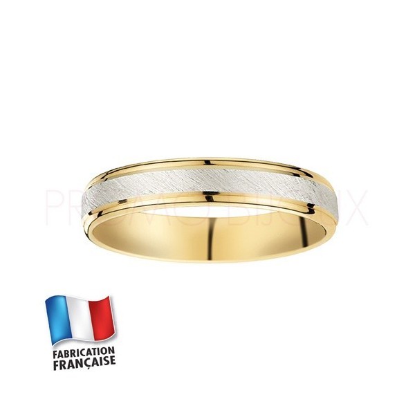 Alliance de mariage deux ors 9 carats - Confort - 4 MM