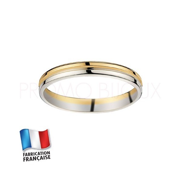 Alliance de mariage deux ors 9 carats - Confort - 3 MM