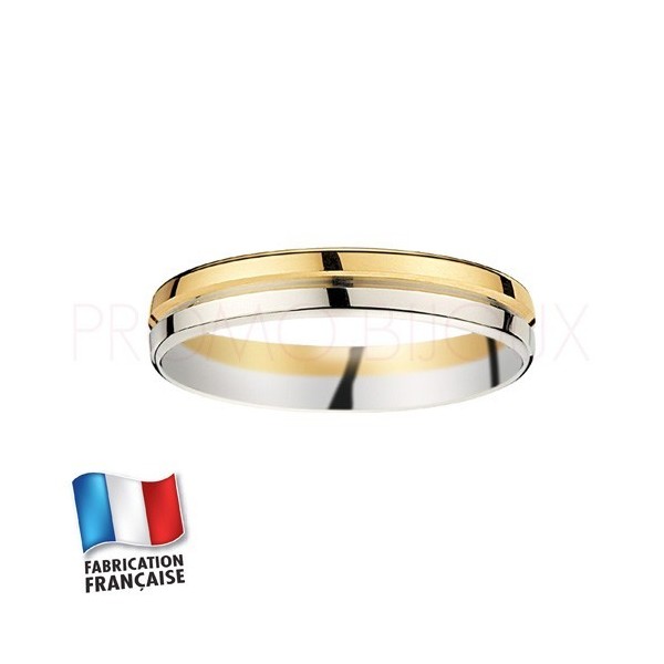 Alliance de mariage deux ors 9 carats - Confort - 4 MM