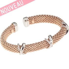 Bracelet Una Storia - Bracelet rigide Maille argent doré rose tressée