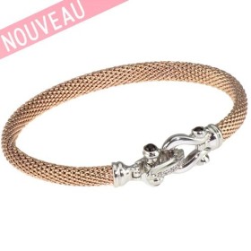 Bracelet Una Storia - Bracelet rigide Maille argent doré rose tressée