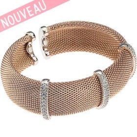 Bracelet Una Storia - Bracelet rigide Maille argent doré rose